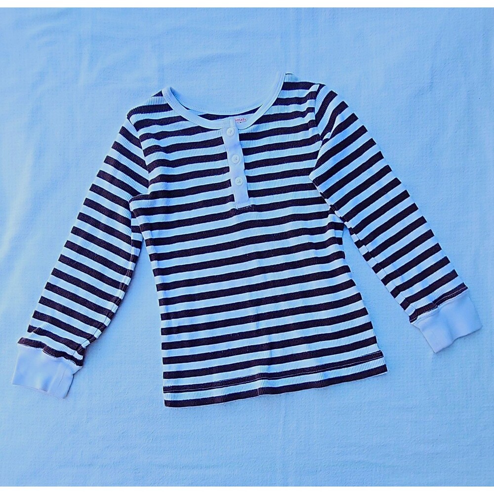 Garanimals Unisex Toddler 4T White Brown Striped Henley Long Sleeve Tee